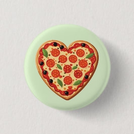 Chapa Redonda De 2,5 Cm Pizza en forma de corazón
