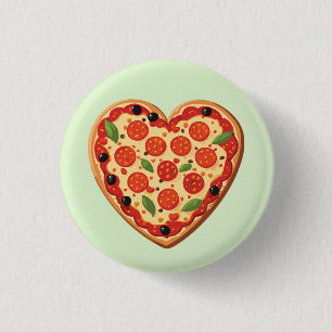 Chapa Redonda De 2,5 Cm Pizza en forma de corazón