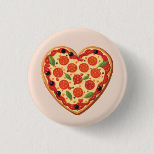 Chapa Redonda De 2,5 Cm Pizza en forma de corazón