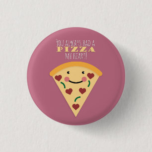 Chapa Redonda De 2,5 Cm Pizza mi corazón