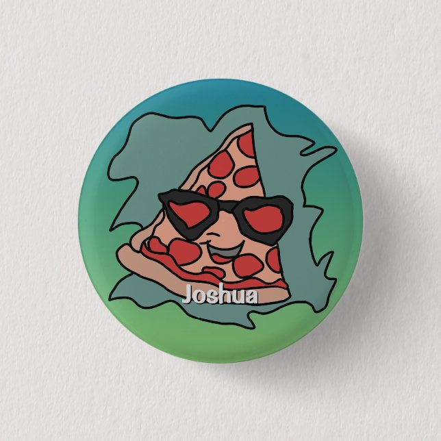 Chapa Redonda De 2,5 Cm Pizza minimalista con gafas de sol (Anverso)