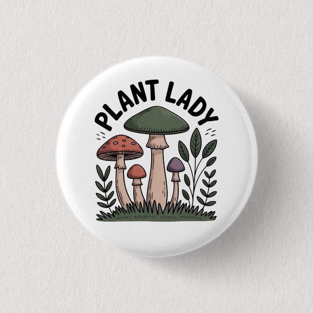 Chapa Redonda De 2,5 Cm Plant Lady (Anverso)