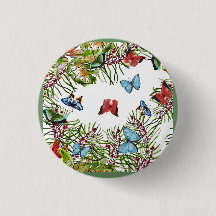 Plantas tropicales Mariposas Berries Azul Rojo