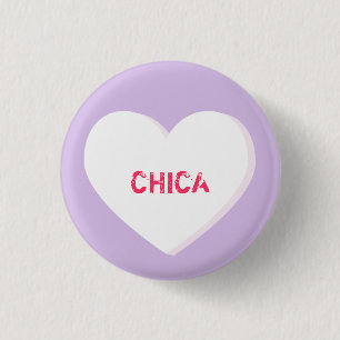 Chapa Redonda De 2,5 Cm Plantilla de corazón de conversación blanco