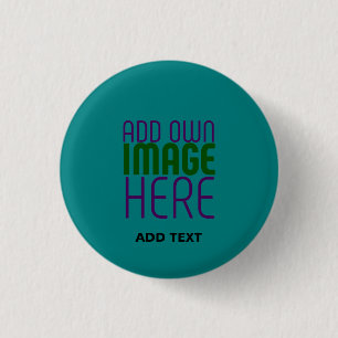CHAPA REDONDA DE 2,5 CM PLANTILLA DE TEXTO DE IMAGEN VERDE TEAL EDITABLE M
