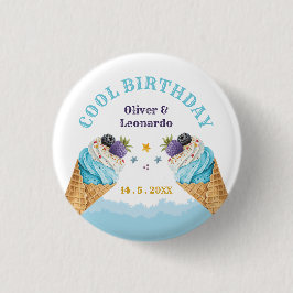 Chapa Redonda De 2,5 Cm Plato de papel para cumpleaños de niños gemelos Co