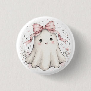 Chapa Redonda De 2,5 Cm Platos de papel de cumpleaños con fantasmas rosado