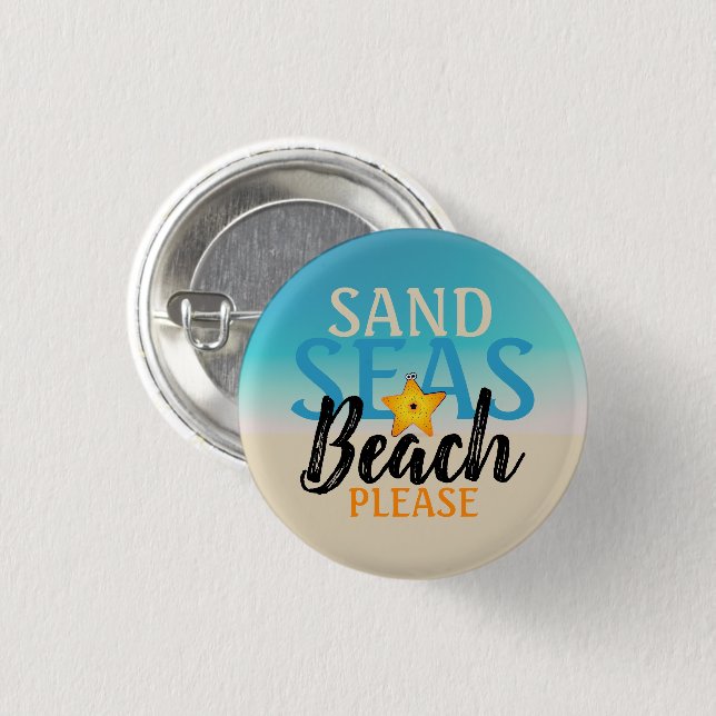 Chapa Redonda De 2,5 Cm Playa Starfish Sand Seas (Anverso y reverso)