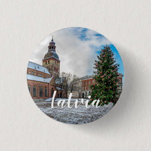 Chapa Redonda De 2,5 Cm Plaza Dome con árbol de Navidad en Riga