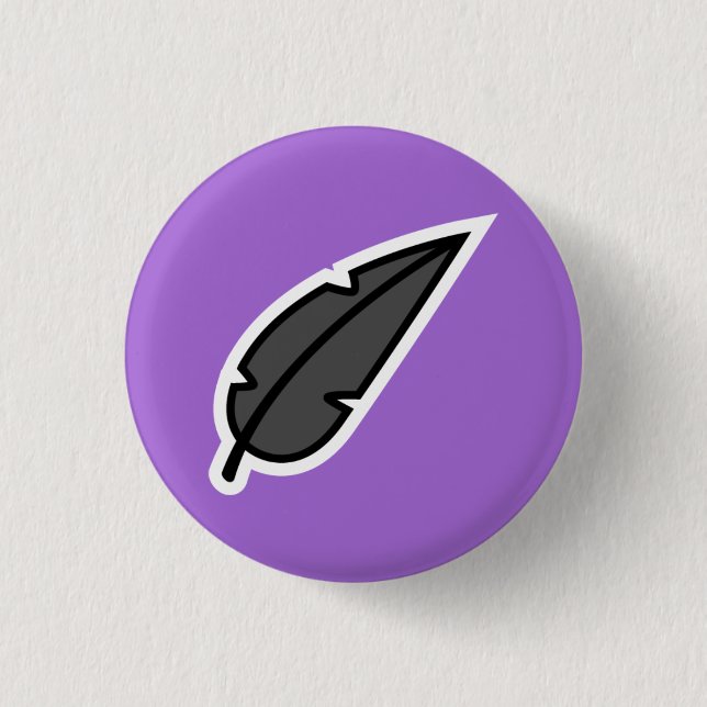 Chapa Redonda De 2,5 Cm Pluma negra (Anverso)