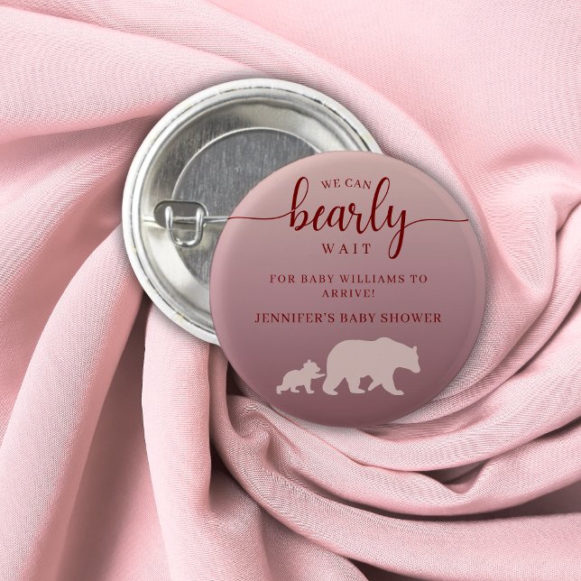 Chapa Redonda De 2,5 Cm Podemos esperar a Pink Woodland Baby Shower (Subido por el creador)