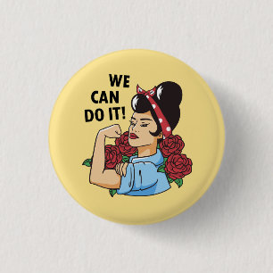 Chapa Redonda De 2,5 Cm Podemos hacerlo Rockabilly Rosie Feminist