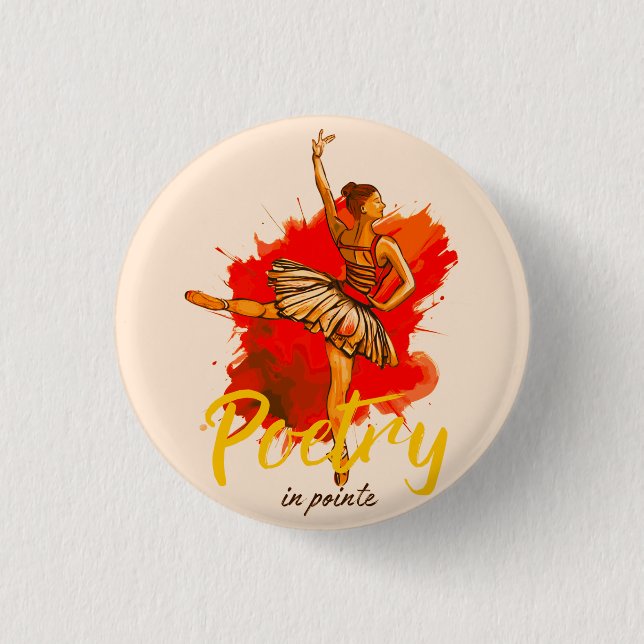 Chapa Redonda De 2,5 Cm Poesía en Pointe - Bailarina elegante (Anverso)