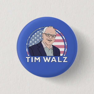 Chapa Redonda De 2,5 Cm Política Tim Walz