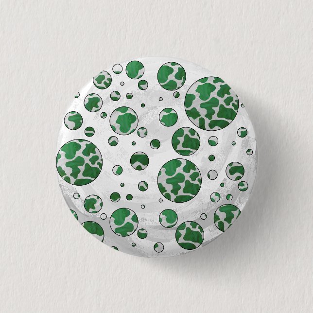 Chapa Redonda De 2,5 Cm Polks Dot Cow Impresión verde y blanca (Anverso)