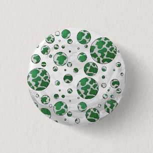 Chapa Redonda De 2,5 Cm Polks Dot Cow Impresión verde y blanca