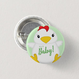 Chapa Redonda De 2,5 Cm Pollo Baby Shower Green