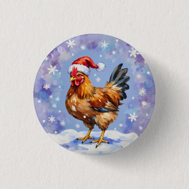 Chapa Redonda De 2,5 Cm Pollo Santa (Anverso)