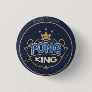 Chapa Redonda De 2,5 Cm Pong King Blue
