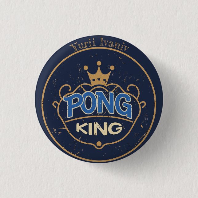 Chapa Redonda De 2,5 Cm Pong King Blue (Anverso)