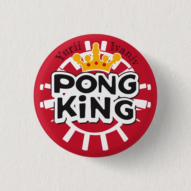 Chapa Redonda De 2,5 Cm Pong King Red (Anverso)