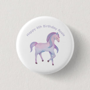 Chapa Redonda De 2,5 Cm Pony mágico pastel personalizable