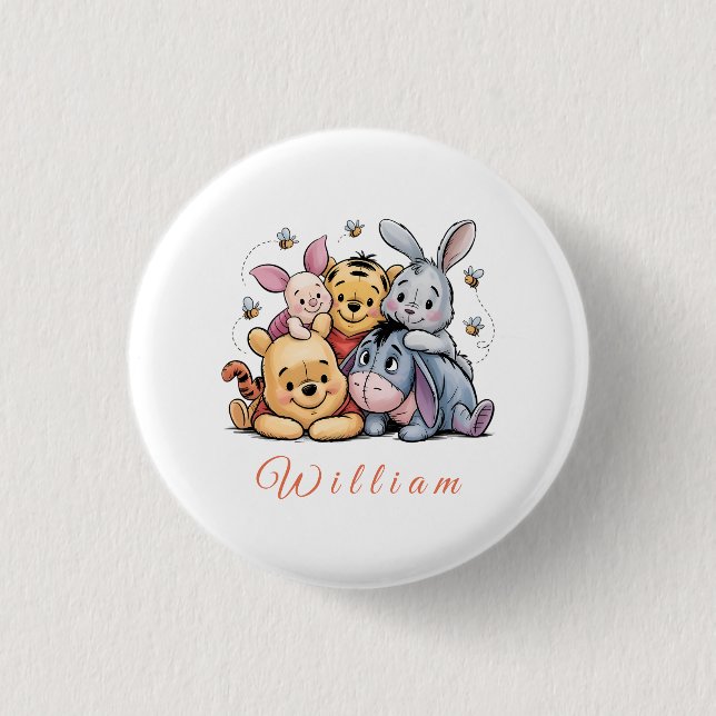 Chapa Redonda De 2,5 Cm Pooh & Amigos Pastel (Anverso)