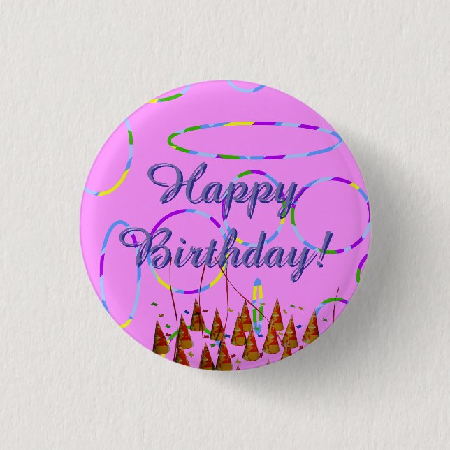 Chapa Redonda De 2,5 Cm Popcorn Anime Festividad Feliz cumpleaños (Anverso)