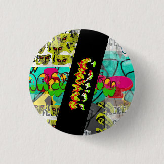 Chapa Redonda De 2,5 Cm Por la Liga de Engaño "Graffiti Neo-Rasta"