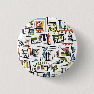 Chapa Redonda De 2,5 Cm Portland-Arte geométrico abstracto caprichoso