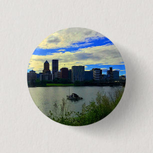 Chapa Redonda De 2,5 Cm Portland, Oregon Skyline #1 Button