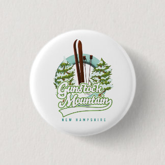 Chapa Redonda De 2,5 Cm Poster de esquí Gunstock Mountain New Hampshire