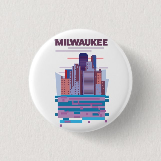 Chapa Redonda De 2,5 Cm Póster de viaje a Milwaukee (Anverso)