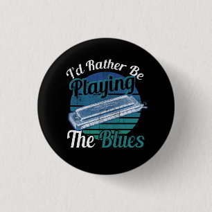 Chapa Redonda De 2,5 Cm Prefiero Jugar Al Blues Harmonica Player Mu
