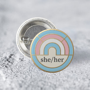 Chapa Redonda De 2,5 Cm Prendedor de orgullo LGBTQ de pronombre minimalist