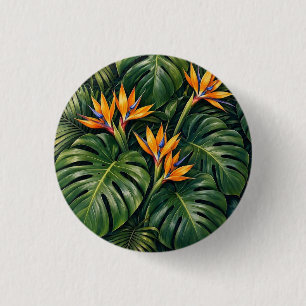 Chapa Redonda De 2,5 Cm Prendedor floral de ave tropical del paraíso