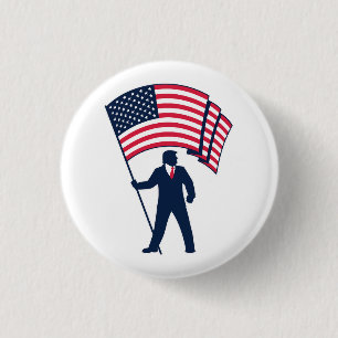 Chapa Redonda De 2,5 Cm Presidente Trump con la bandera de Estados Unidos