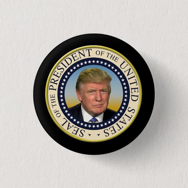 Chapa Redonda De 2,5 Cm Presidente Trump Photo Presidential Seal (Anverso)