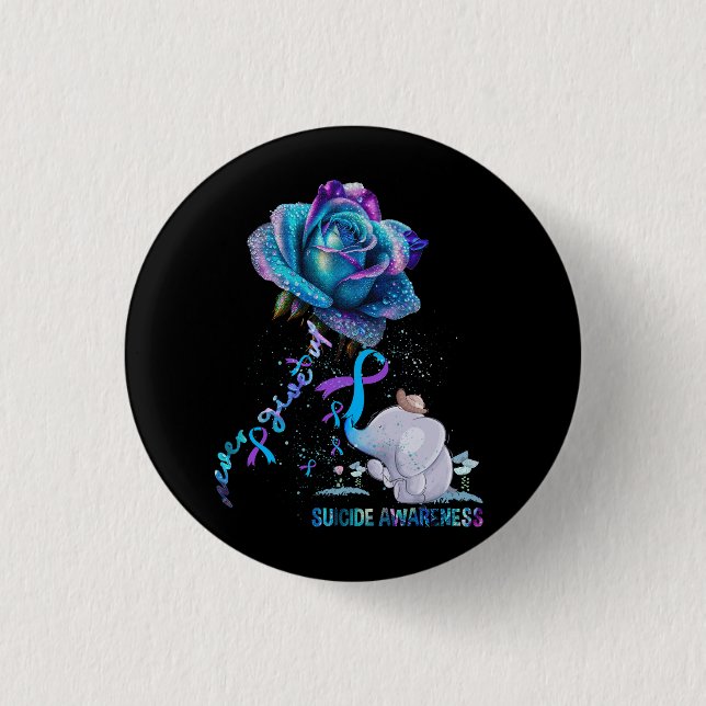 Chapa Redonda De 2,5 Cm Prevención del suicidio Conciencia La cinta elefan (Anverso)