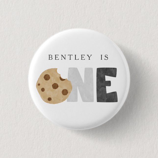 Chapa Redonda De 2,5 Cm Primer cumpleaños de la leche y las cookies (Anverso)