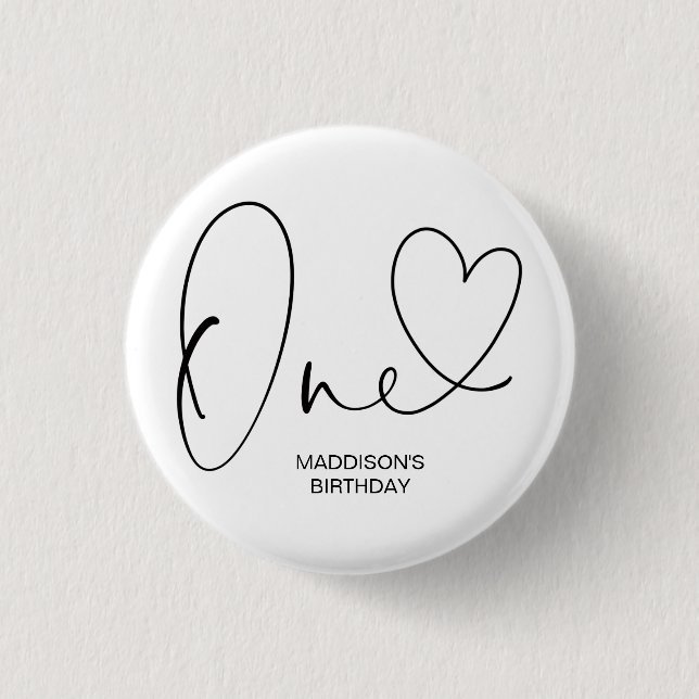 Chapa Redonda De 2,5 Cm Primera insignia linda del cumpleaños para el 1r (Anverso)