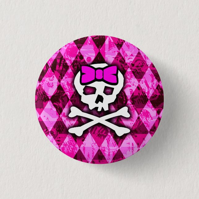 Chapa Redonda De 2,5 Cm Princesa Bow rosa (Anverso)