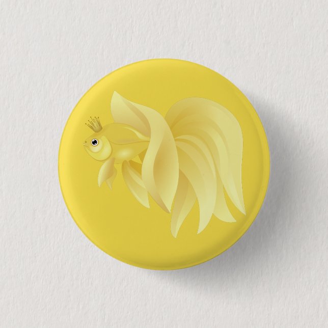 Chapa Redonda De 2,5 Cm Princesa pez dorado (Anverso)