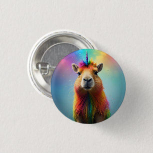 Chapa Redonda De 2,5 Cm Prismhorn: El Capybaraicornio Arcoiris