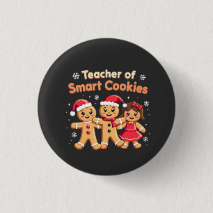 Chapa Redonda De 2,5 Cm Profesor de pan de jengibre de Navidad Galleta int