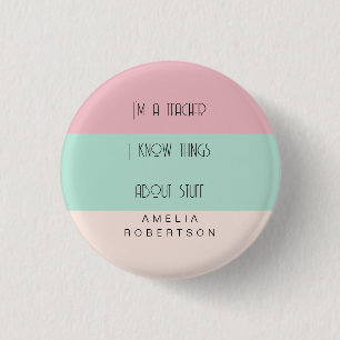 Chapa Redonda De 2,5 Cm Profesor divertido colorblock personalizado