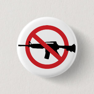 Chapa Redonda De 2,5 Cm Prohibir rifles de asalto - Sin símbolo línea roja