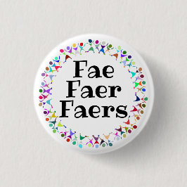 Chapa Redonda De 2,5 Cm Pronombres Fae Faer Faers en Círculo de Figuras Hu