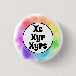 Chapa Redonda De 2,5 Cm Pronombres Xe Xyr Xyrs en Círculo de Acuarela