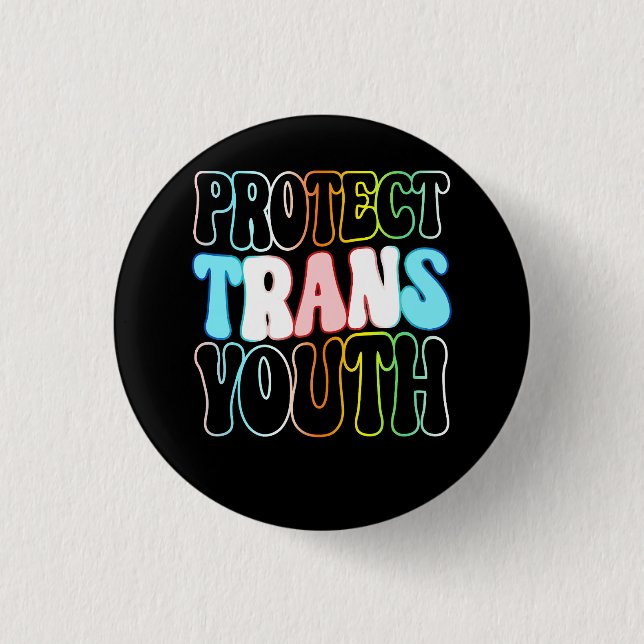 Chapa Redonda De 2,5 Cm Proteger a los niños transgénero LGBT LGBTQ Pr (Anverso)